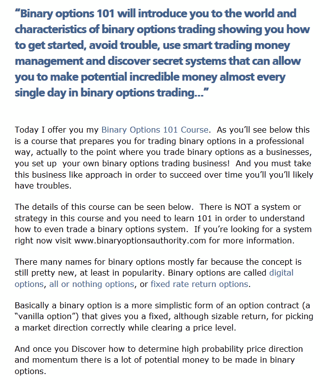 binary options trading authority